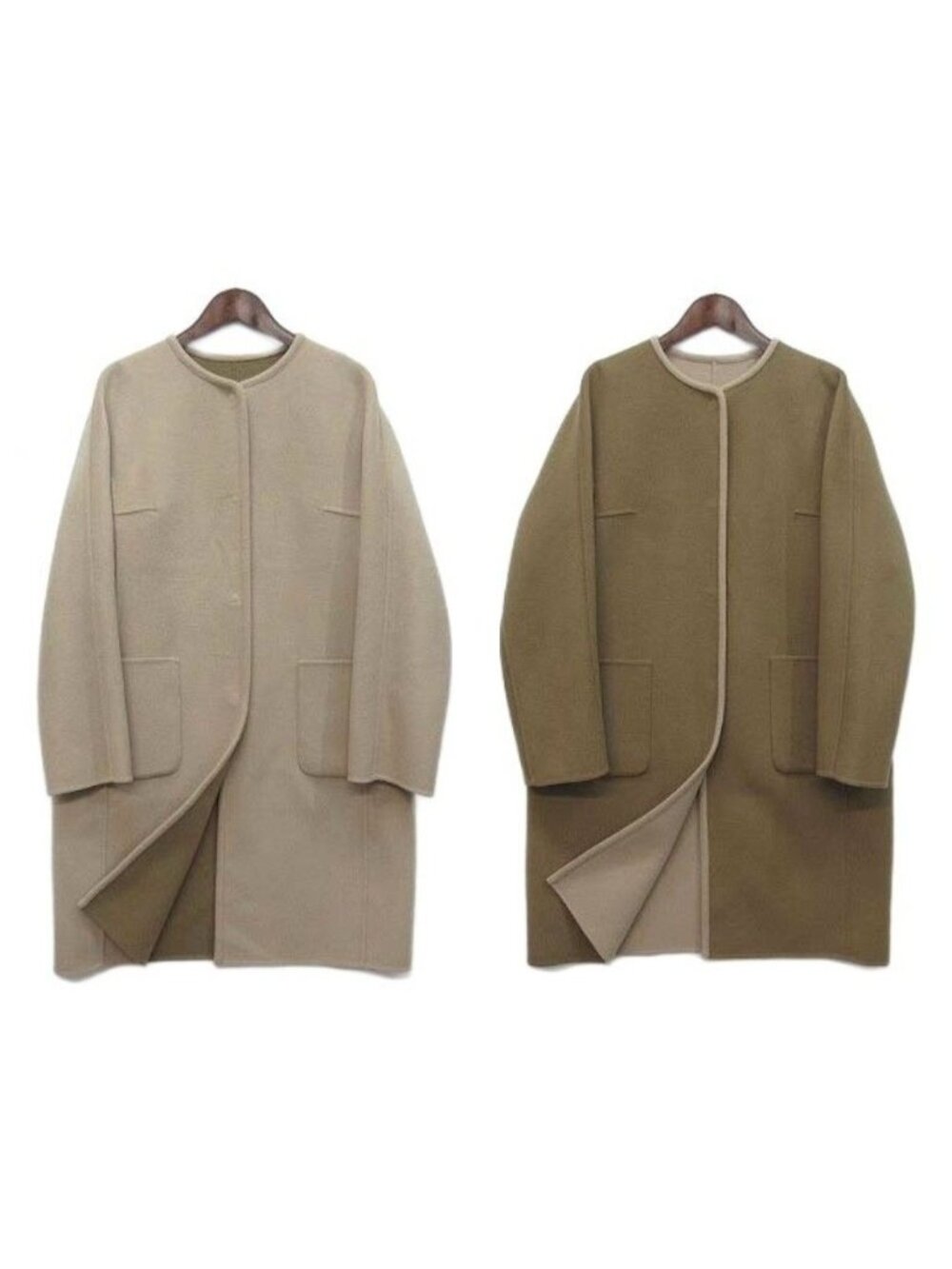 Max Mara Weekend Cucito a Mano Reversible Collarless Coat Double Face Wool